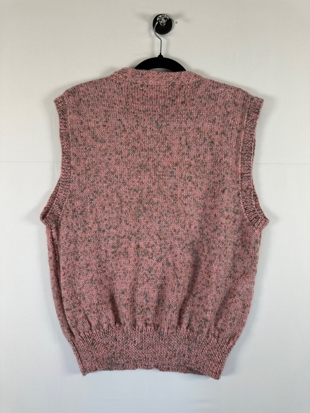 Handmade Knit Button Front Sweater Vest Pink Open Knit Cottagecore Size M - Picture 4 of 5